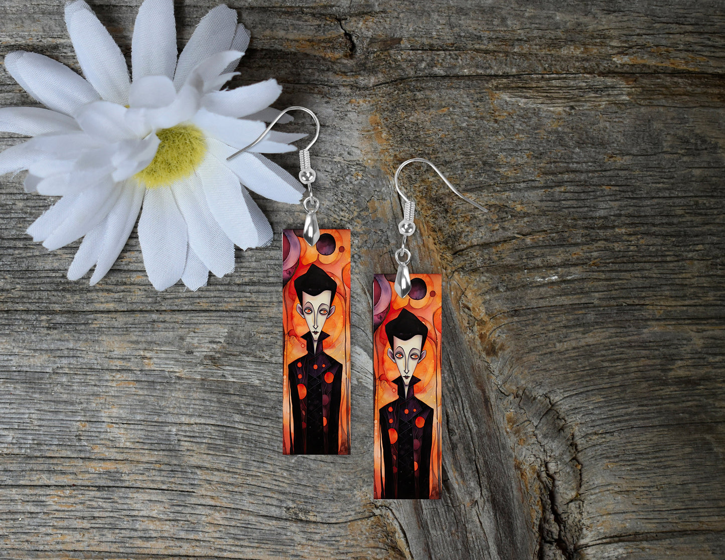 Earrings Abstract Vampire Halloween Printed Wood Dangle Earrings Hypoallergenic Jewelry Handmade