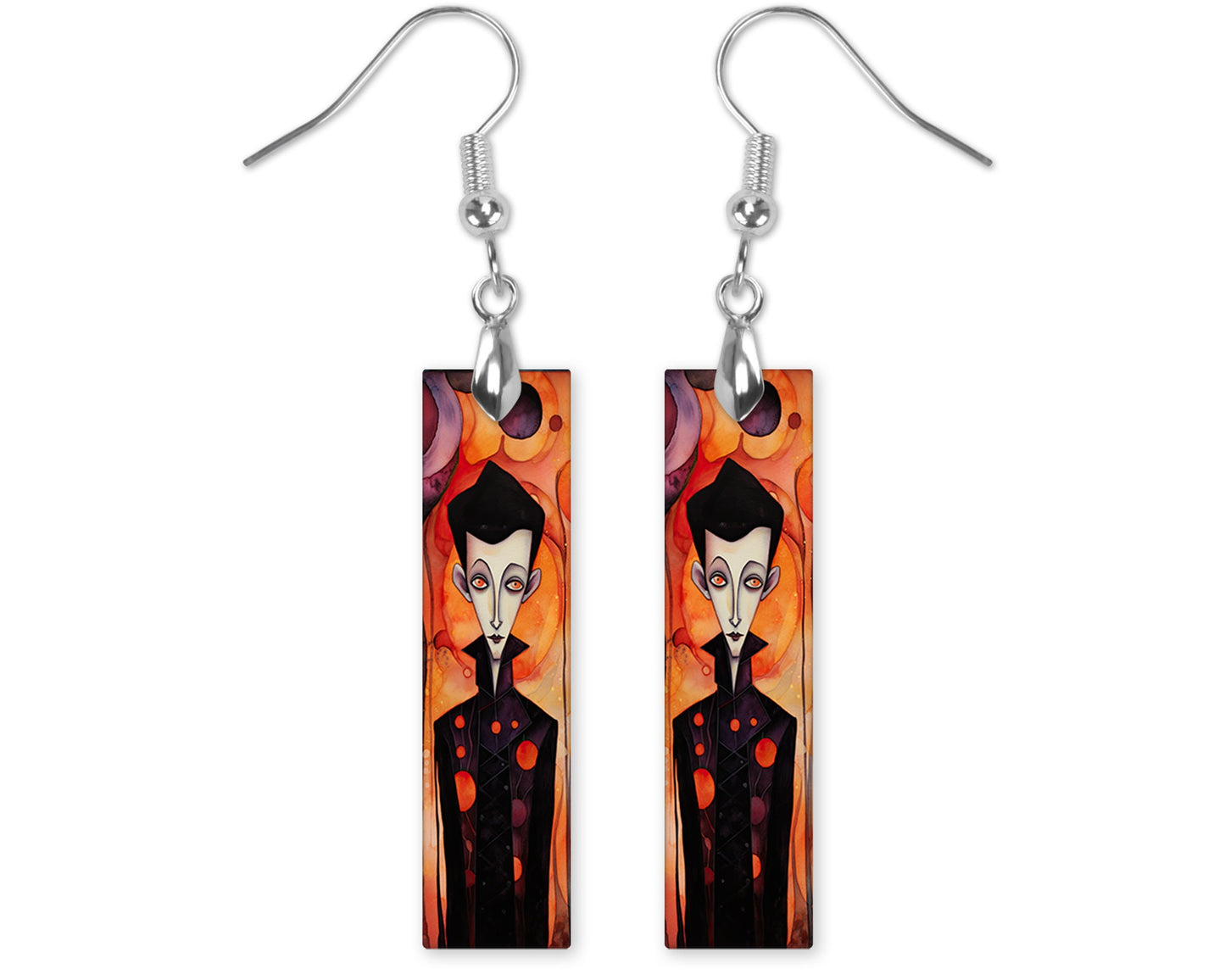 Earrings Abstract Vampire Halloween Printed Wood Dangle Earrings Hypoallergenic Jewelry Handmade