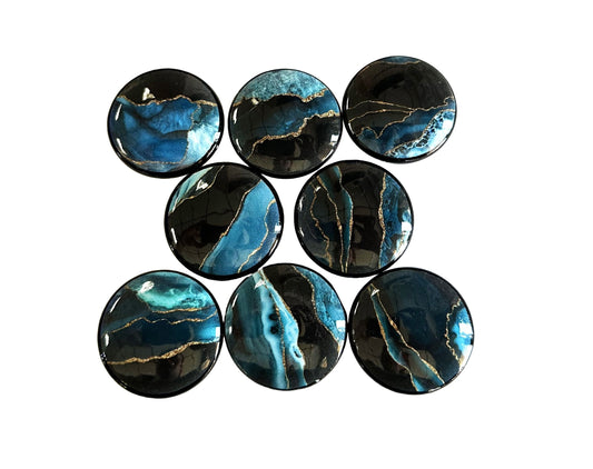 Custom Order Set of 10 Cabinet and Drawer Knobs, Teal and Black Agate, Cabinet Knobs Drawer Knobs and Pulls, Kitchen Cabinet Knobs,