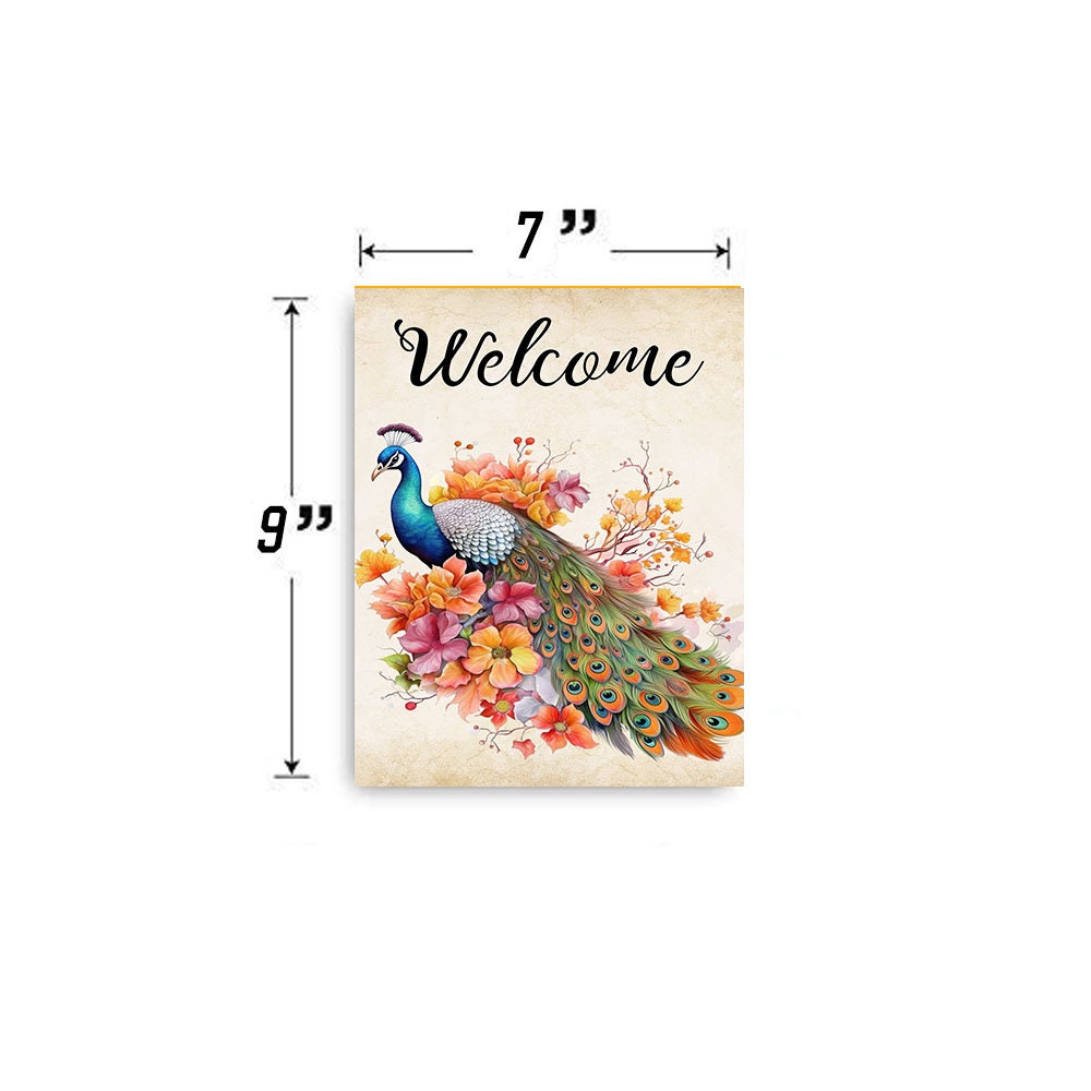 Fall Decor, Fall Sign, Welcome Fall Peacock Farmhouse Decor Printed Handmade Wood Sign Door Hanger Sign