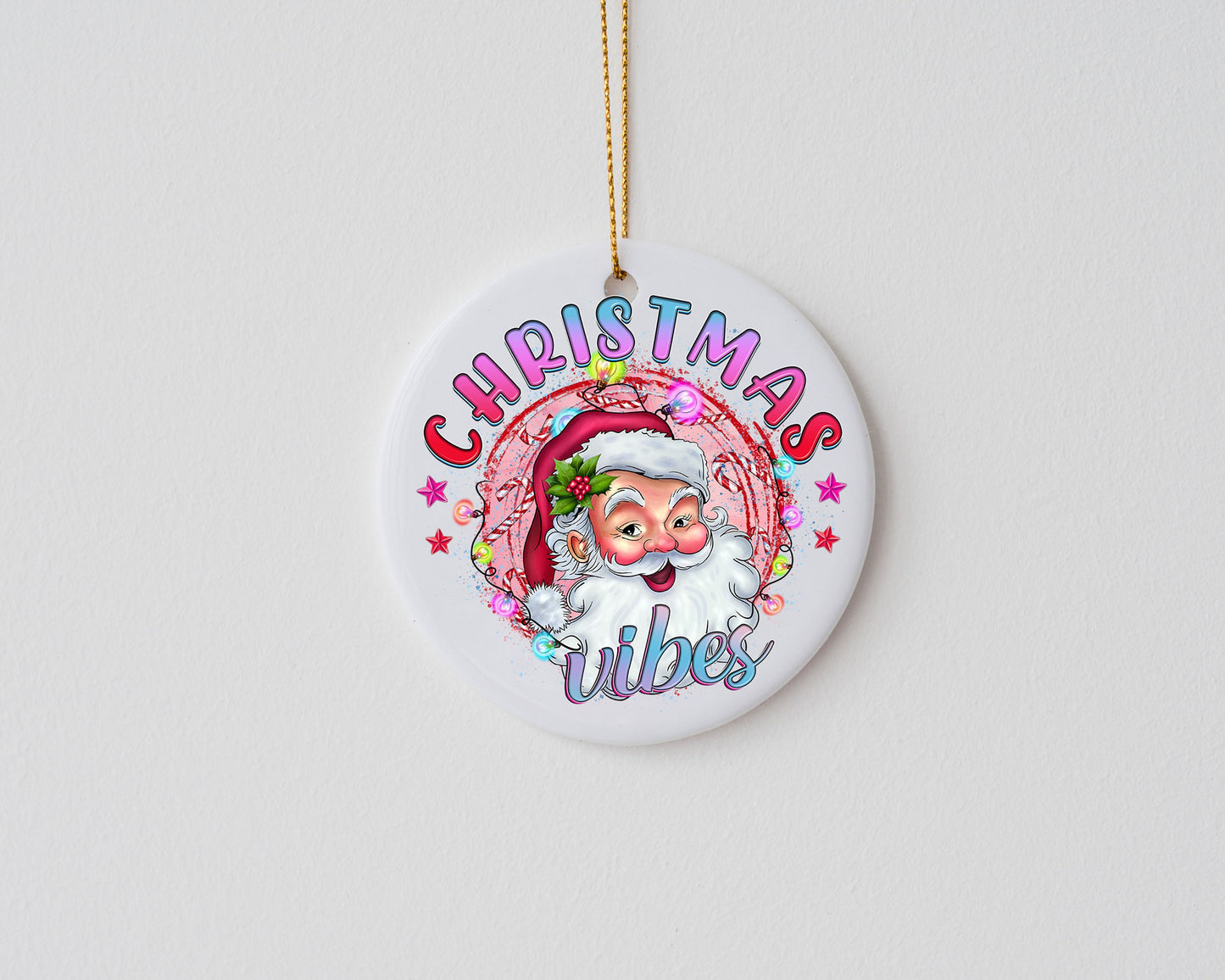 Christmas Ornament, Christmas Vibes Ceramic Christmas Ornament, Christmas Decorations