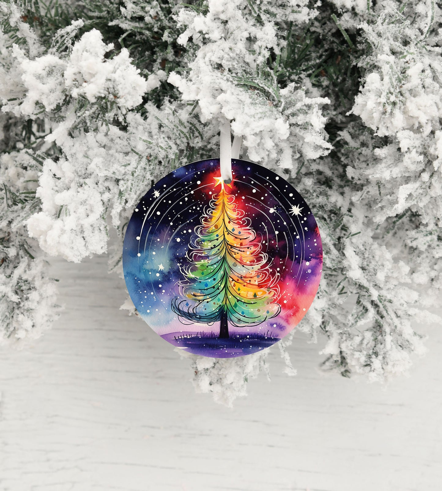 Christmas Ornament, Neon Christmas Tree Ceramic Christmas Ornament, Christmas Decorations