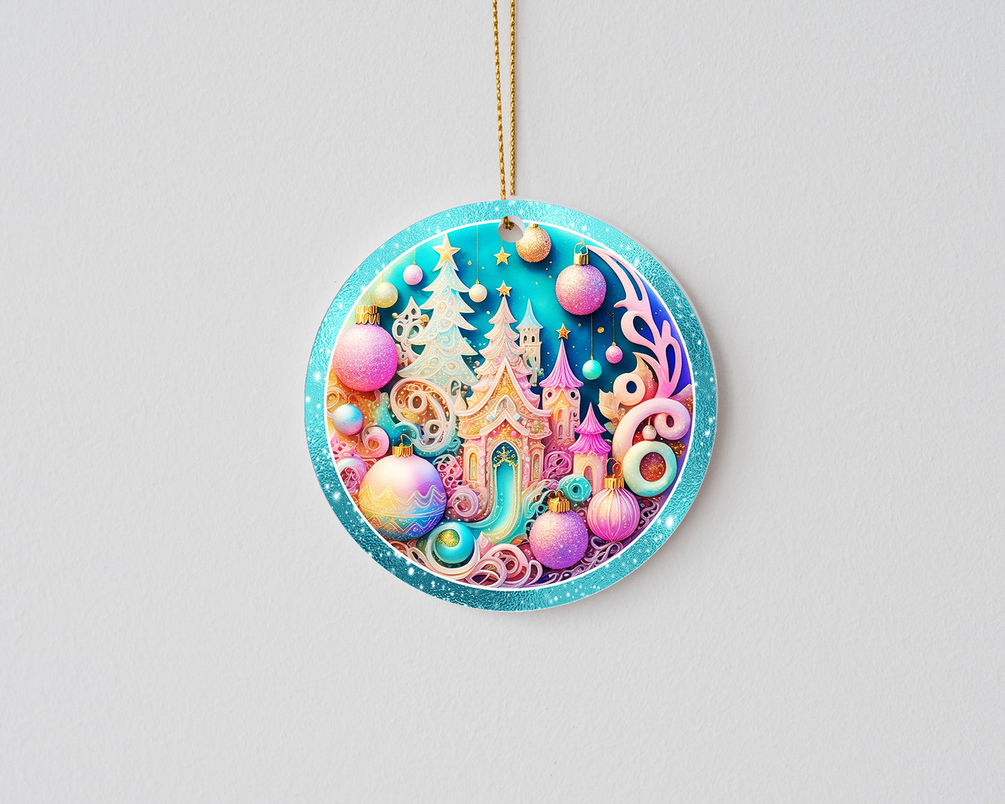 Christmas Ornament, Rainbow Christmas Ceramic Christmas Ornament, Christmas Decorations