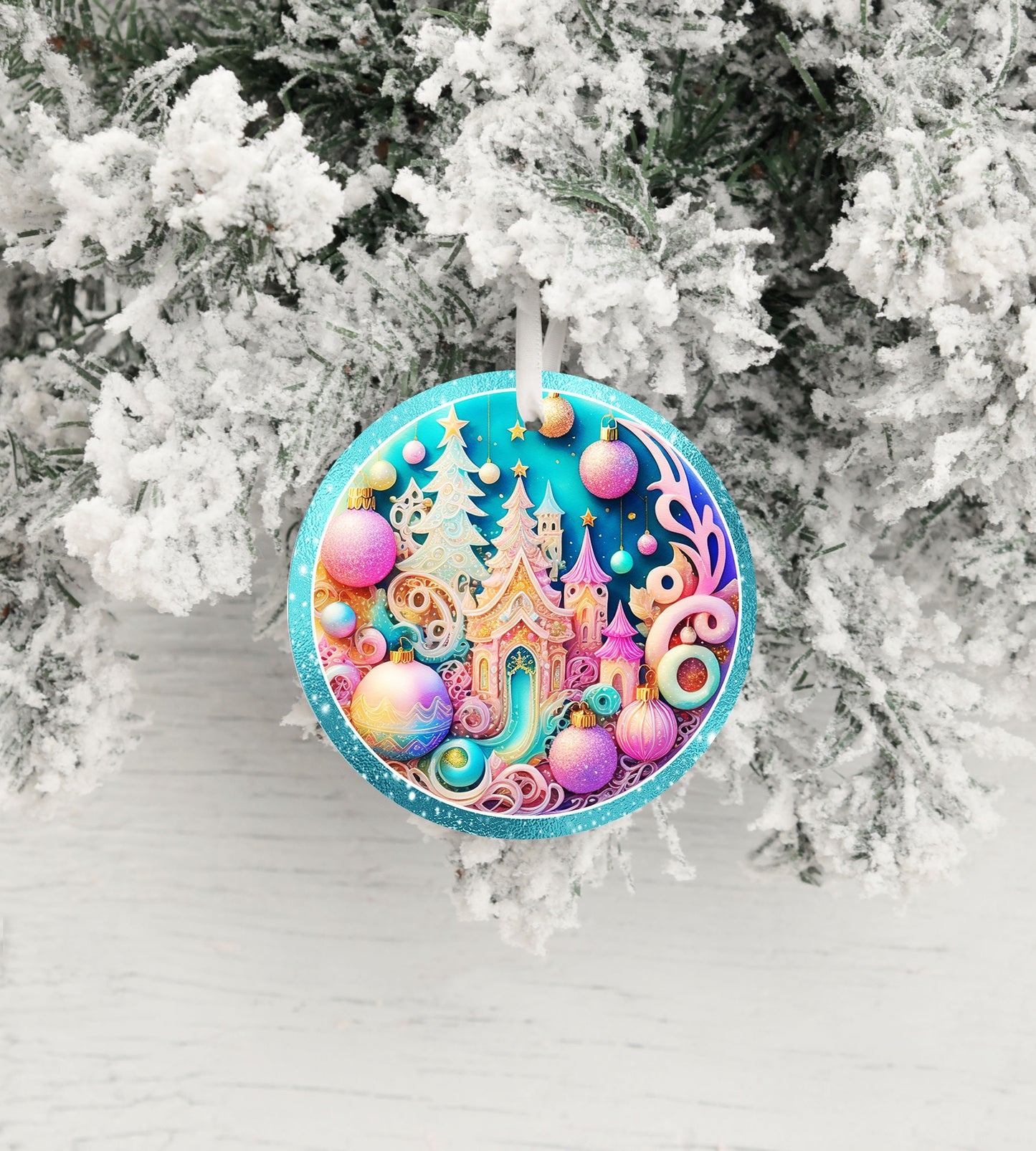 Christmas Ornament, Rainbow Christmas Ceramic Christmas Ornament, Christmas Decorations