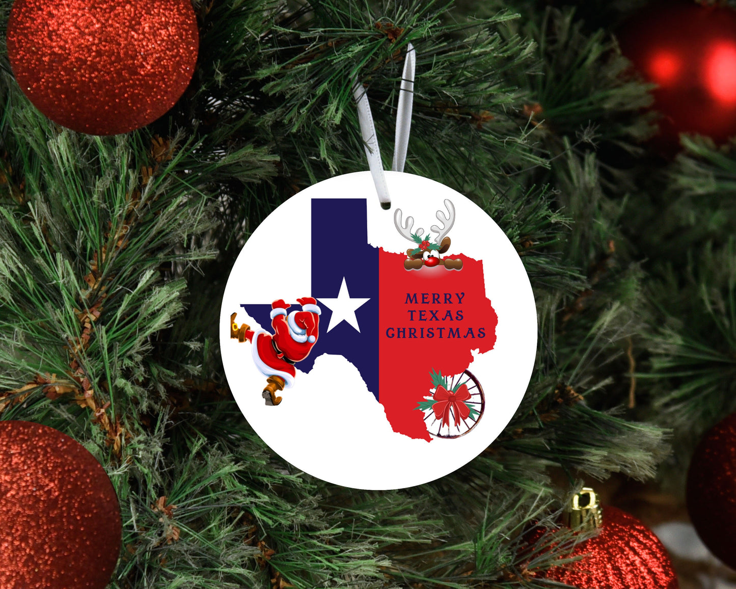 Christmas Ornament, Texas Flag Texas Merry Christmas Ceramic Christmas Ornament, Christmas Decorations