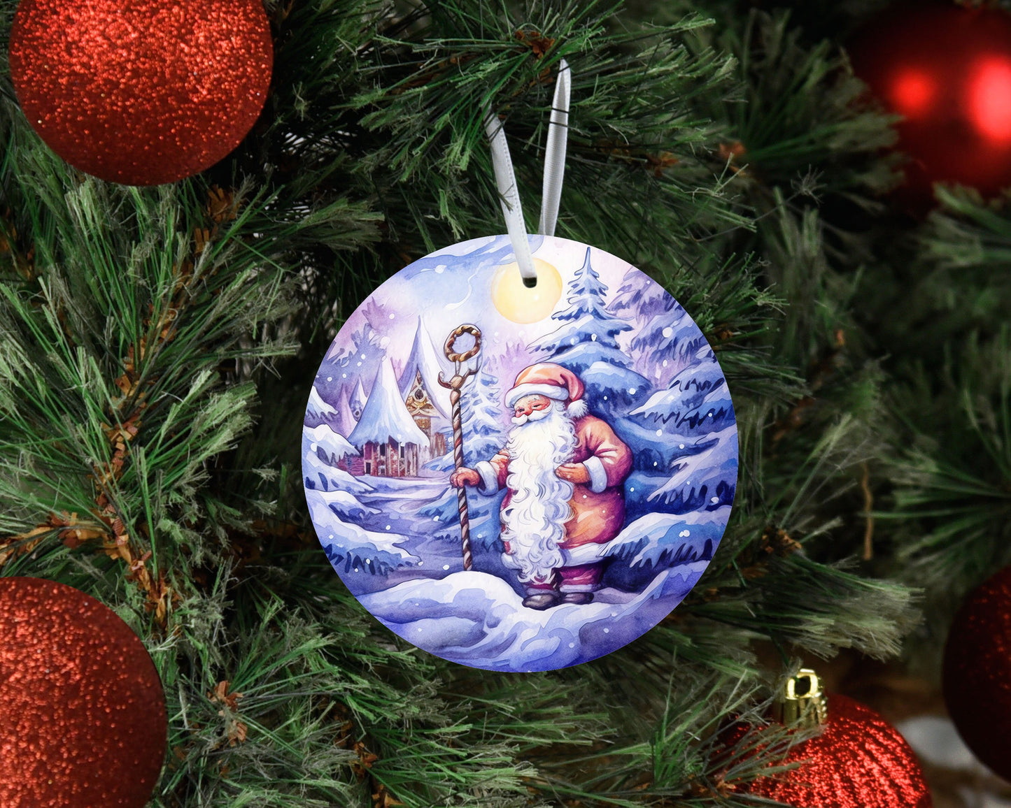 Christmas Ornament, Long Beard Santa Bauble Ceramic Christmas Ornament, Christmas Decorations