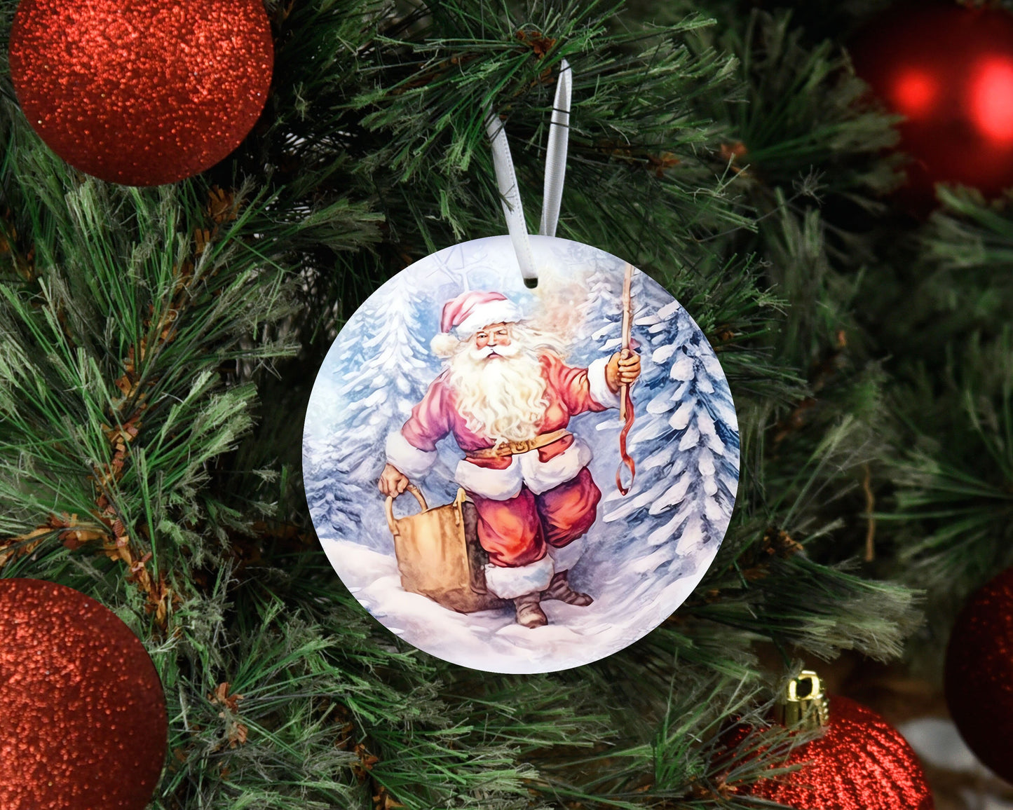 Christmas Ornament, Santa Christmas Bauble Ceramic Ornament, Christmas Decorations