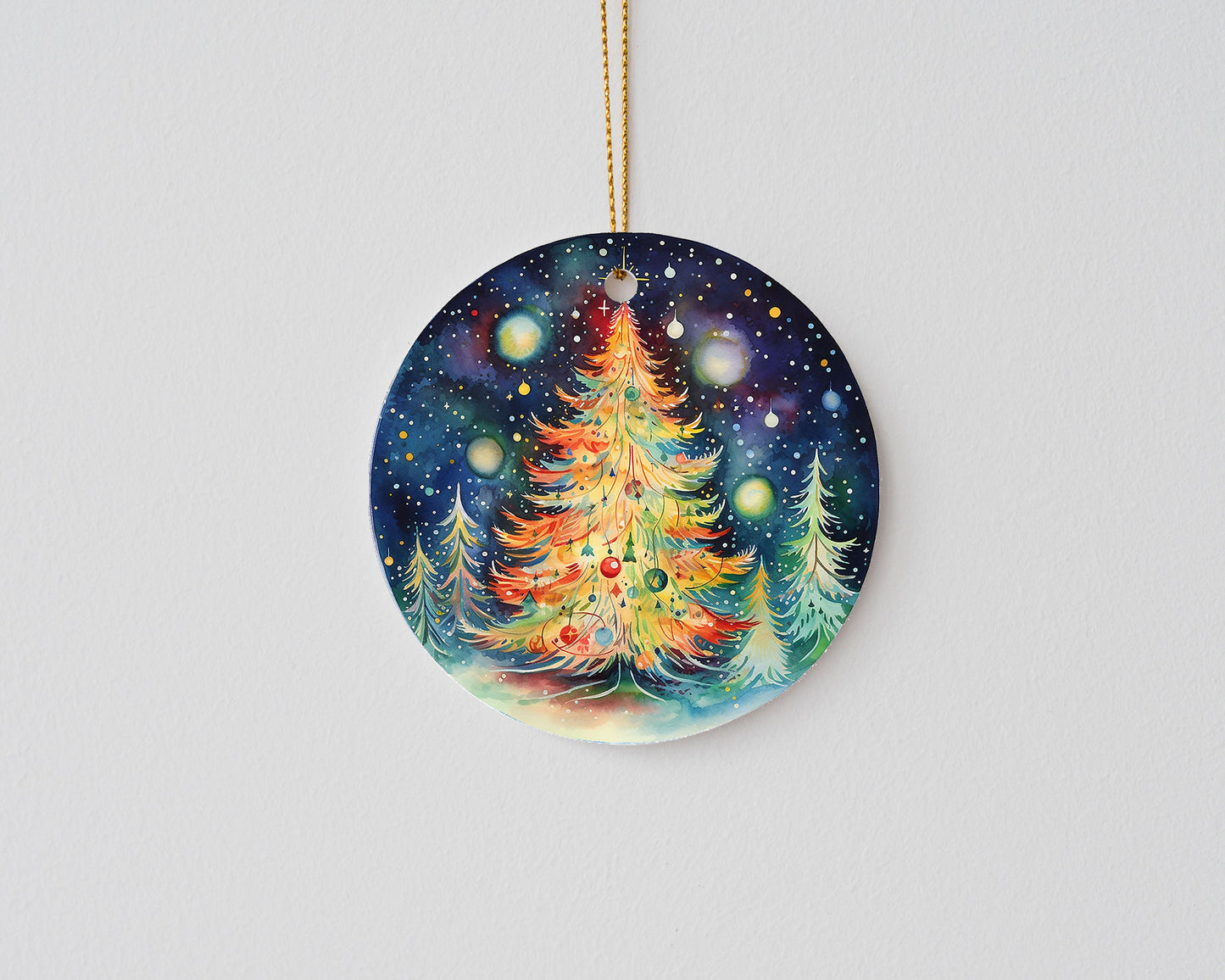 Christmas Ornament, Starry Night Christmas Tree Ceramic Ornament, Christmas Decorations