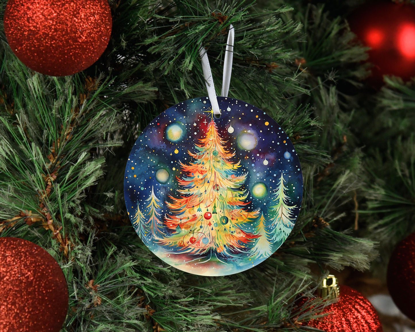 Christmas Ornament, Starry Night Christmas Tree Ceramic Ornament, Christmas Decorations