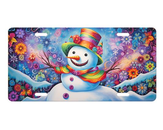 Vanity Front License Plate, Colorful Snowman Aluminum Vanity License Plate Car Accessory Decorative Front Plate