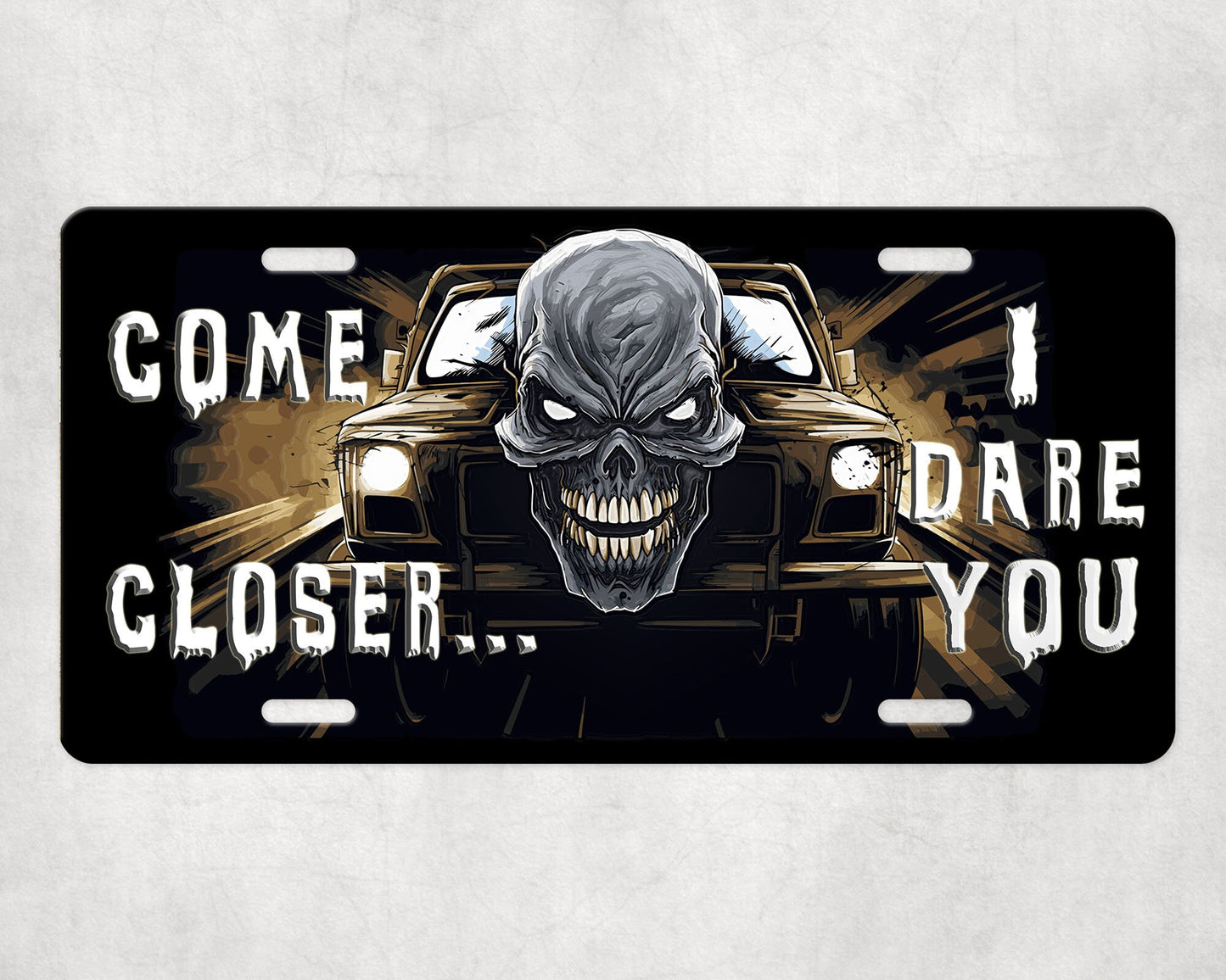 Vanity Front License Plate, Come Closer, I Dare You Aluminum Vanity License Plate Car Accessory Decorative Front Plate