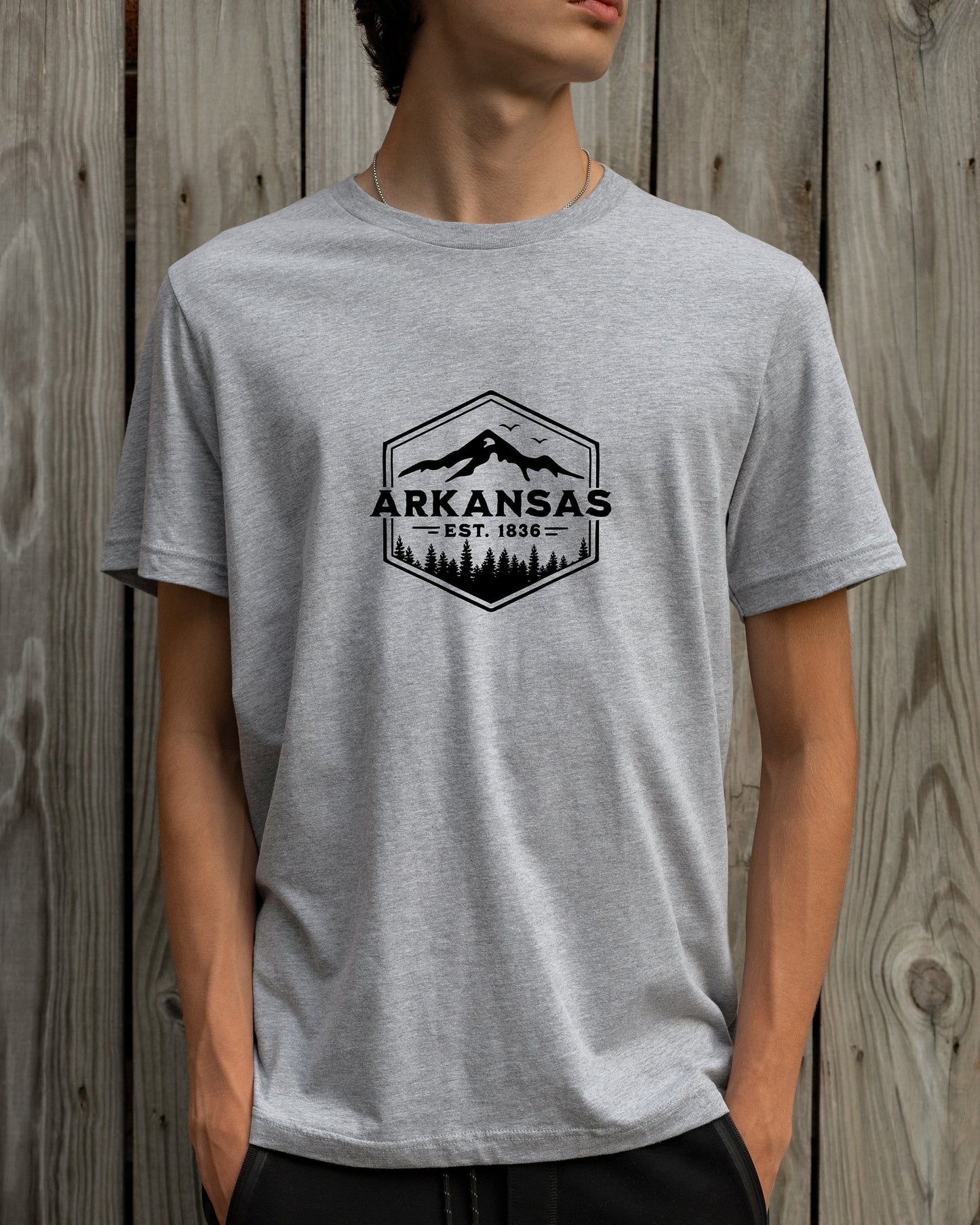 Arkansas Badge, T Shirt,  Tshirt, Graphic T's  100% Cotton Black White or Gray, Tee