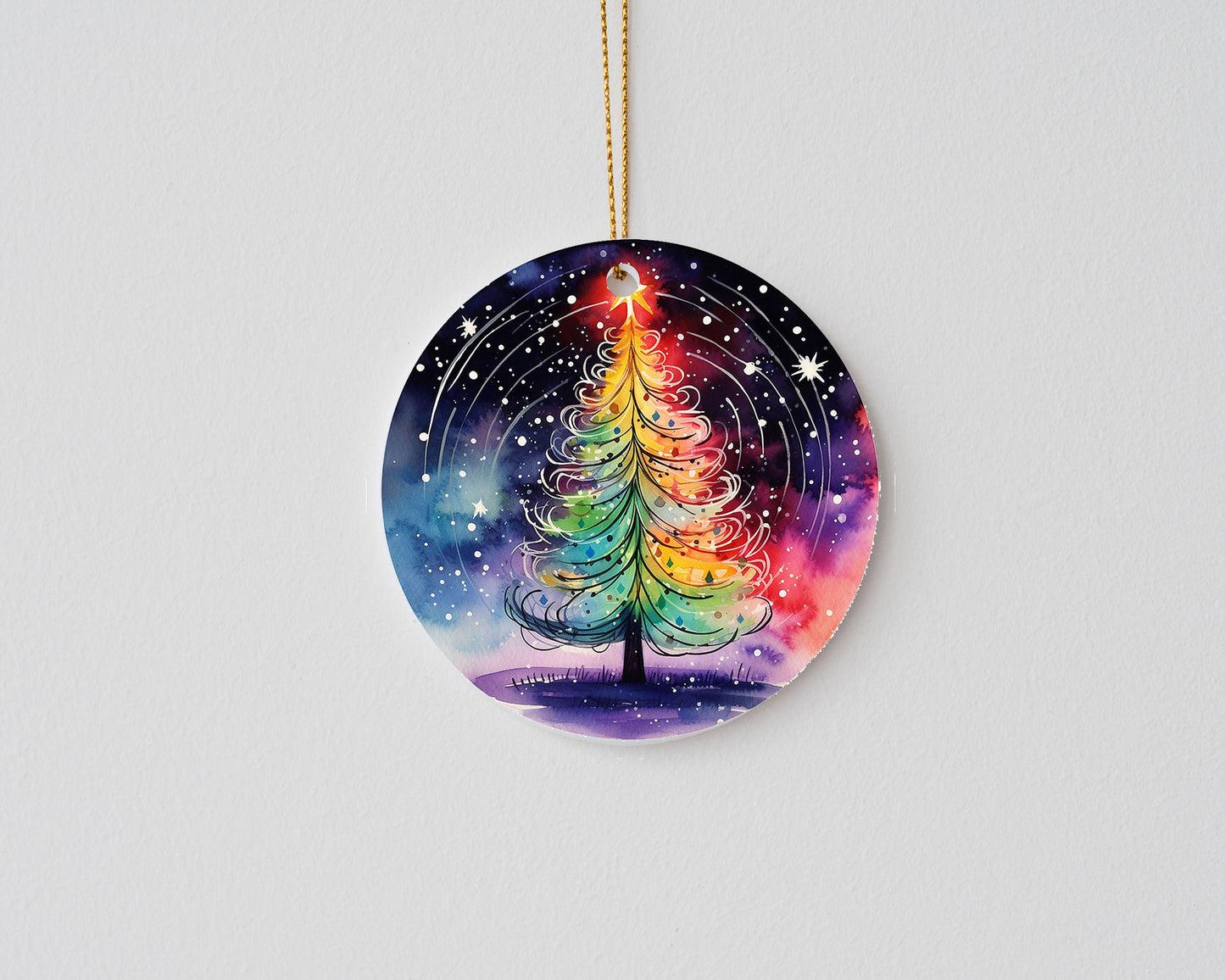 Christmas Ornament, Neon Christmas Tree Ceramic Christmas Ornament, Christmas Decorations