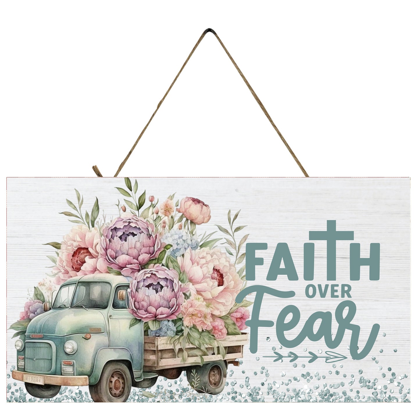 Faith Over Fear Wall Decor, Christian Sign,  Printed Handmade Wood Sign, Wreath Sign, Door Hanger