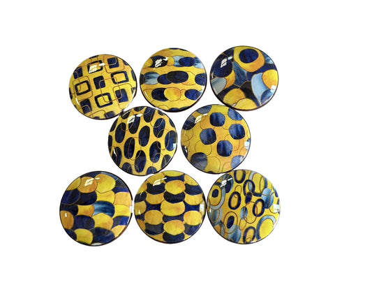 Cabinet and Drawer Knobs, Set of 8 Navy and Yellow Abstract, Cabinet Knobs Drawer Knobs and Pulls, Kitchen Cabinet Knobs,