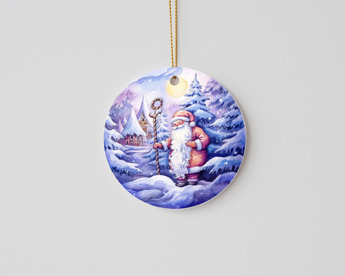 Christmas Ornament, Long Beard Santa Bauble Ceramic Christmas Ornament, Christmas Decorations