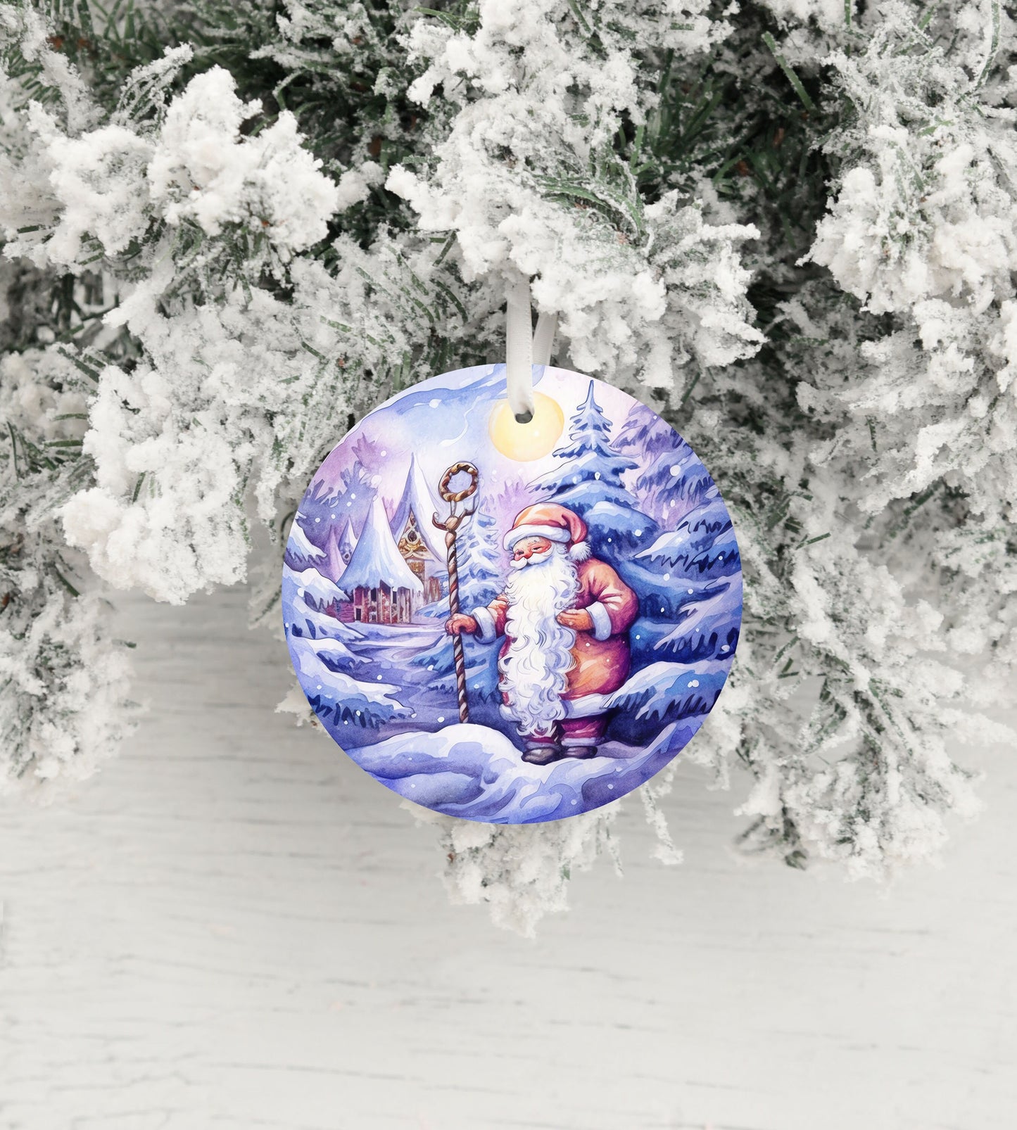 Christmas Ornament, Long Beard Santa Bauble Ceramic Christmas Ornament, Christmas Decorations