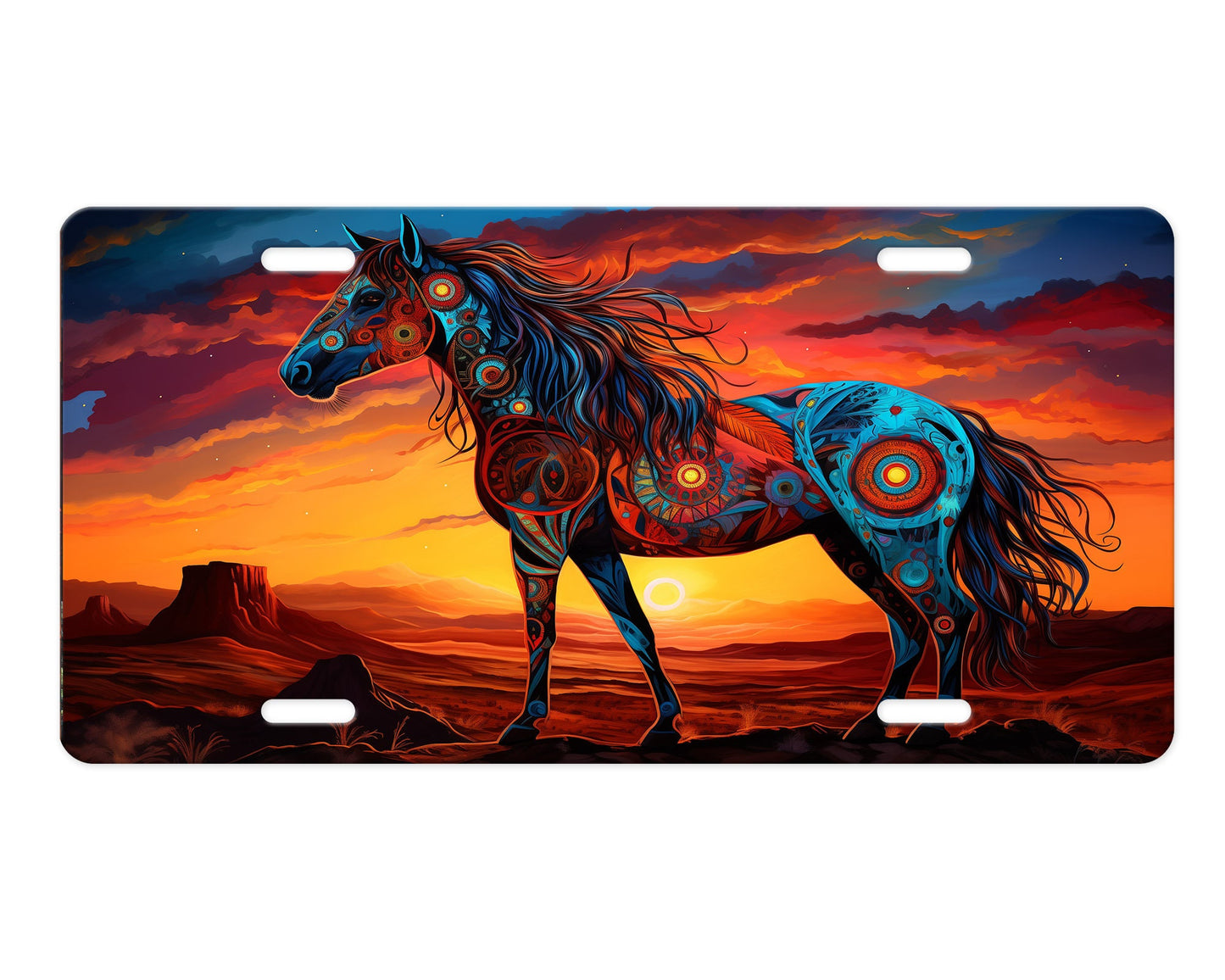 Vanity Front License Plate, Desert Tribal Horse Aluminum Vanity License Plate Car Accessory Decorative Front Plate