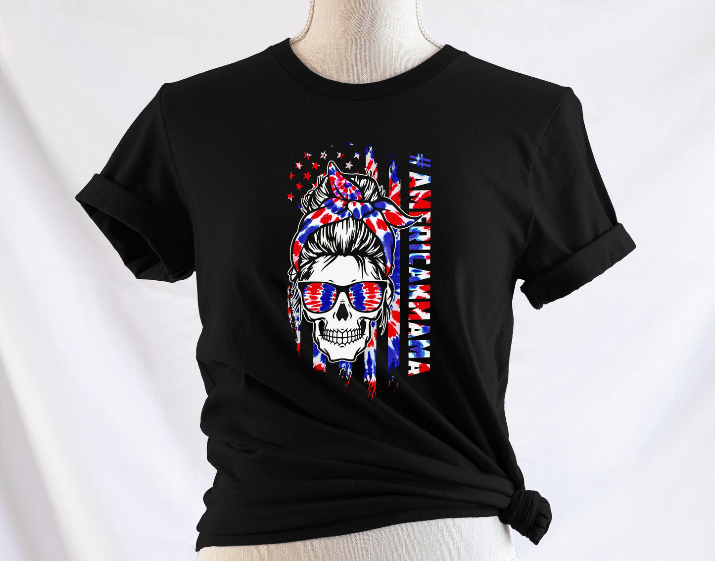 American Mamma T shirt, Patriotic Motorcycle Tshirt, Graphic T's  100% Cotton Black, Tee