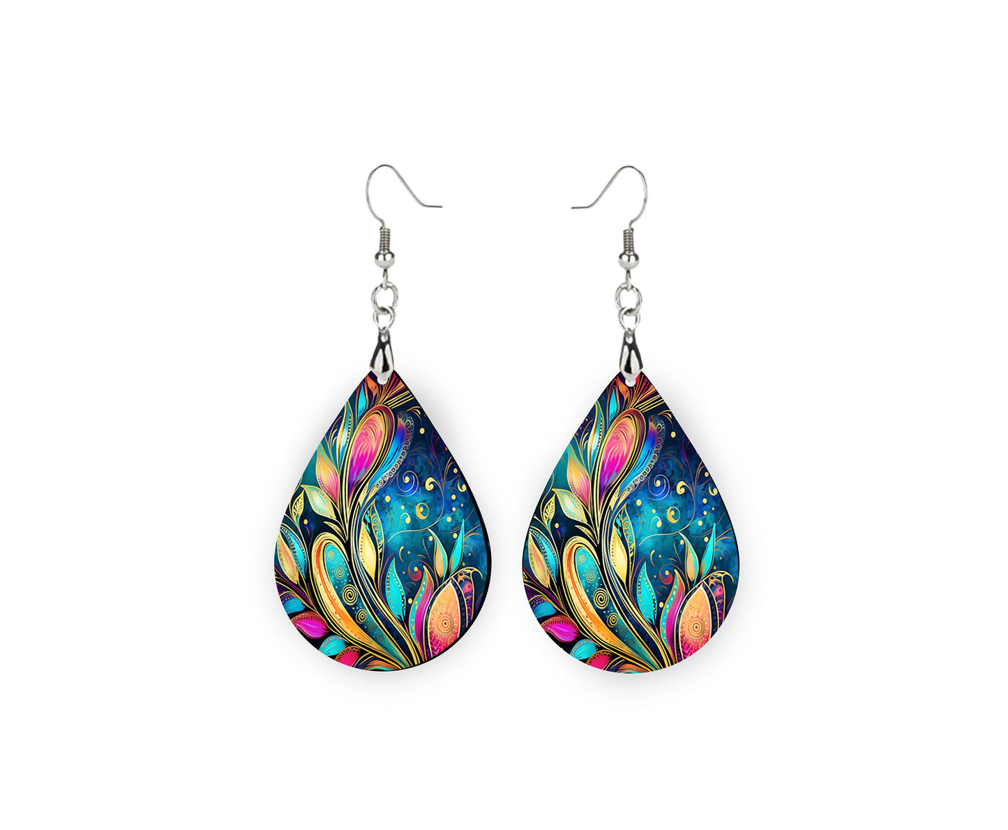 Boho Dreams, Tear Drop Dangle Printed Earrings Jewelry Handmade