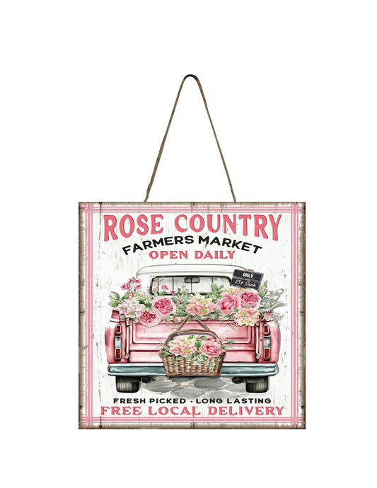 Rose Country Handmade Wood  Mini Sign, Tier Tray Decor, Kitchen Sign, Farmhouse Decor, Wreath Sign, Door Hanger