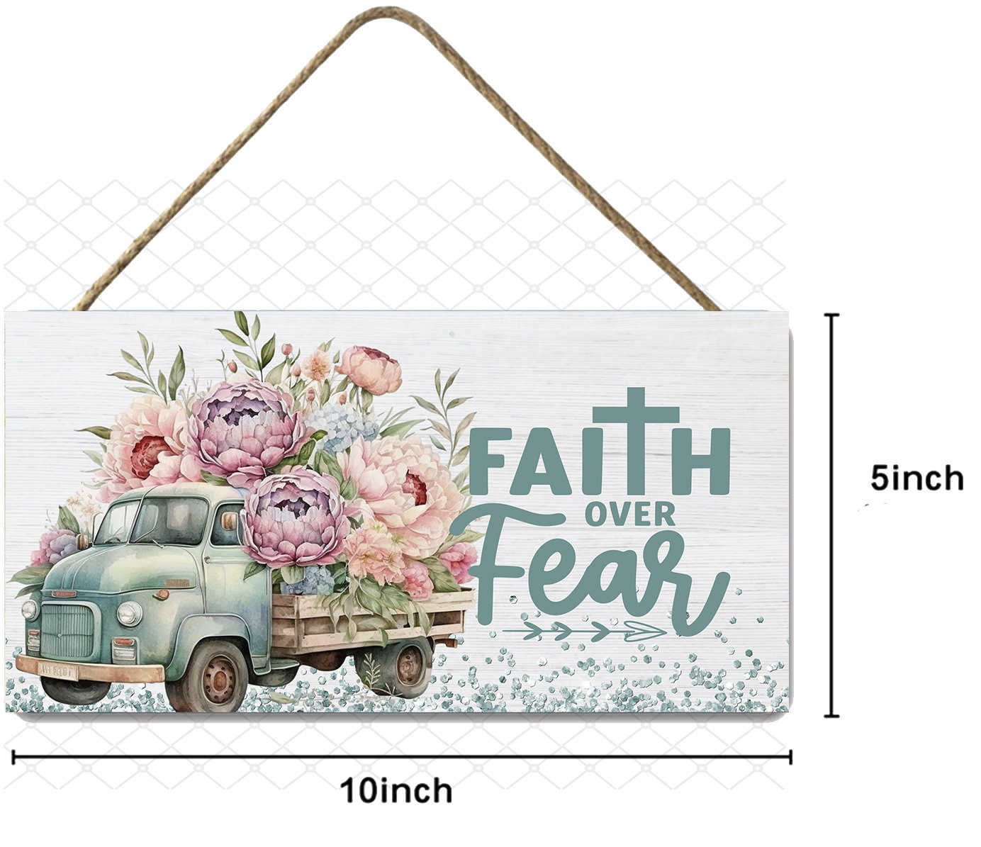 Faith Over Fear Wall Decor, Christian Sign,  Printed Handmade Wood Sign, Wreath Sign, Door Hanger