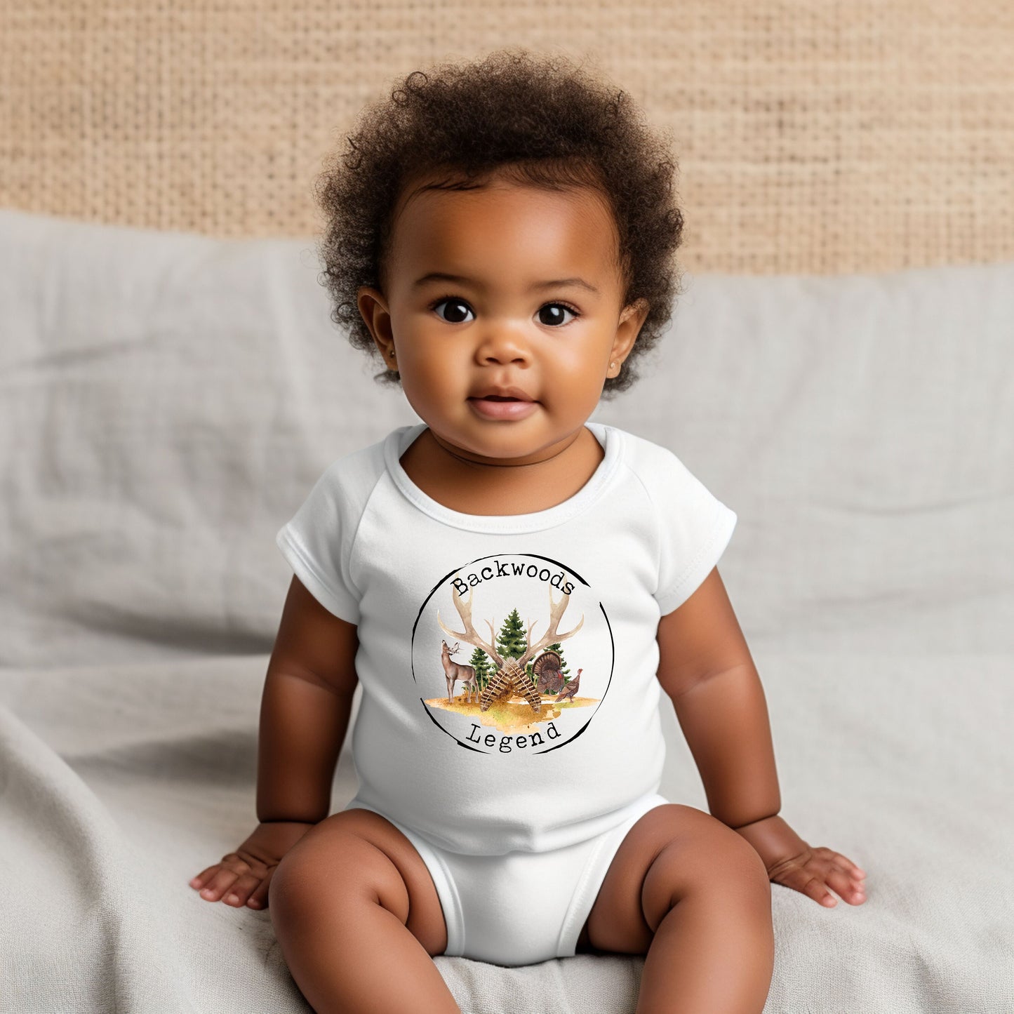 Baby Bodysuit, Backwoods Legend Romper, One Piece Baby Suit, Baby Gift, Long / Short Sleeve, 0-18 Months size