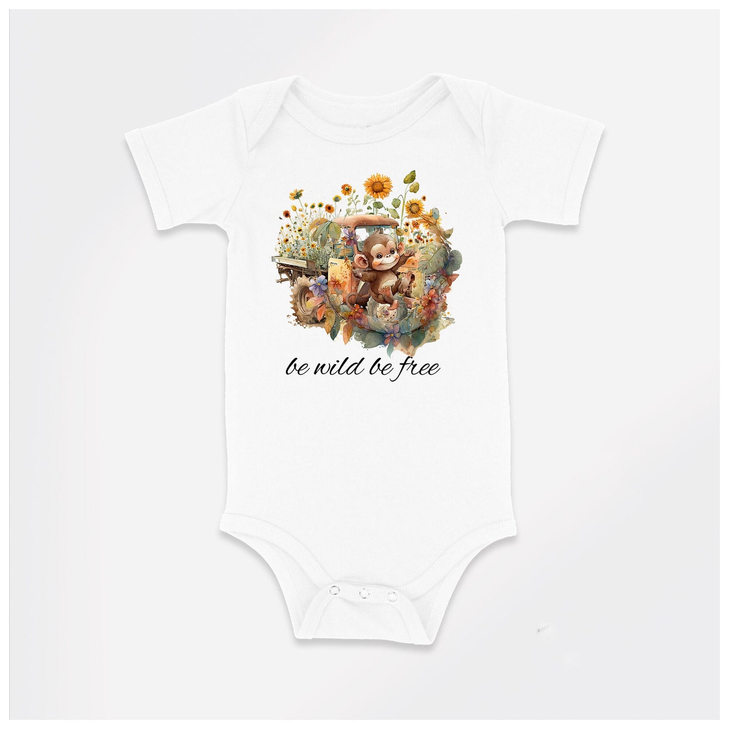 Baby Bodysuit, Be Wild Be Free Romper, One Piece Baby Suit, Baby Gift, Long / Short Sleeve, 0-18 Months size