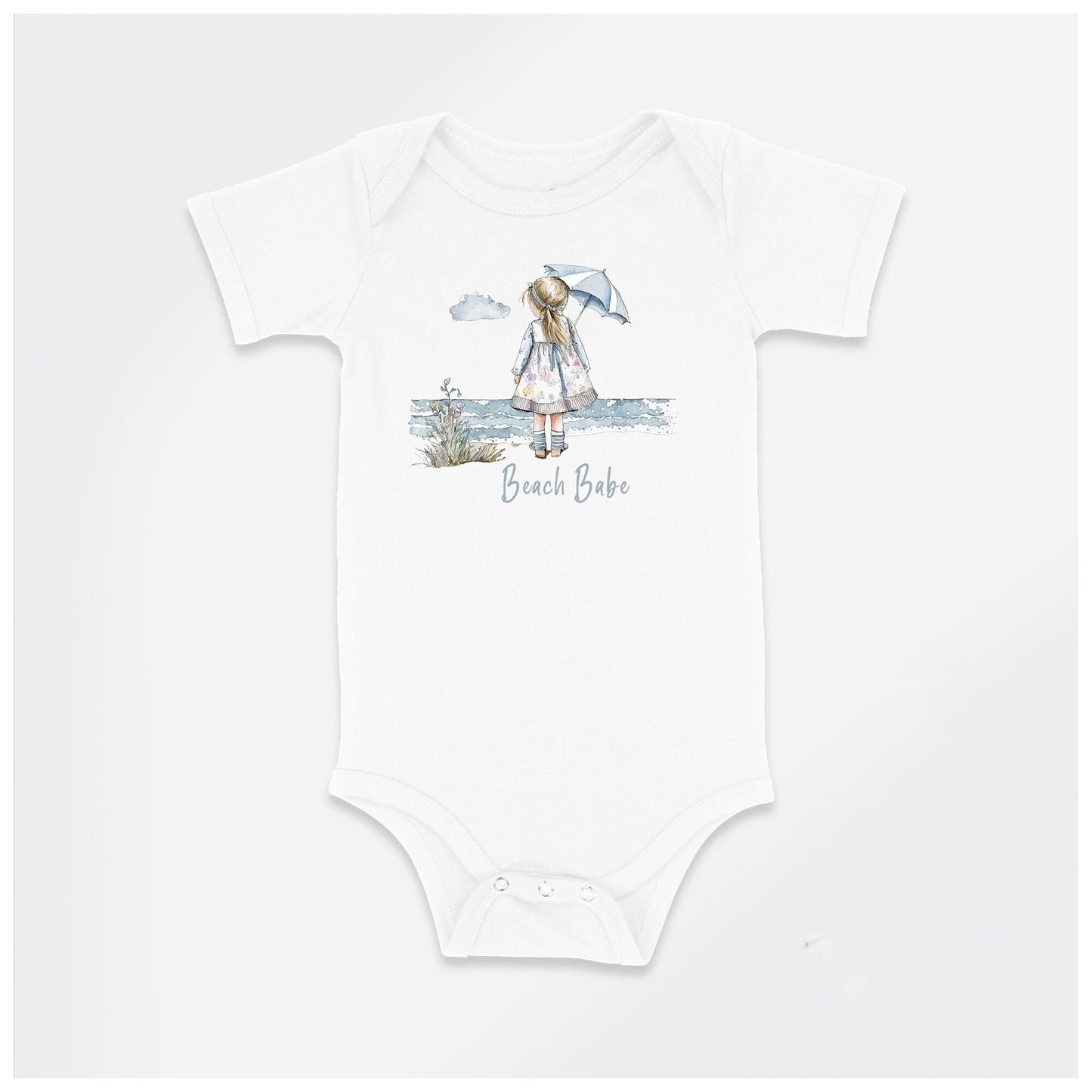 Baby Bodysuit, Beach Babe Romper, One Piece Baby Suit, Baby Gift, Long / Short Sleeve, 0-18 Months size