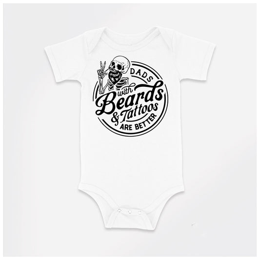 Baby Bodysuit, Dads with Beards and Tattoos One Piece Baby Suit, Baby Gift, Long / Short Sleeve, 0-18 Months size