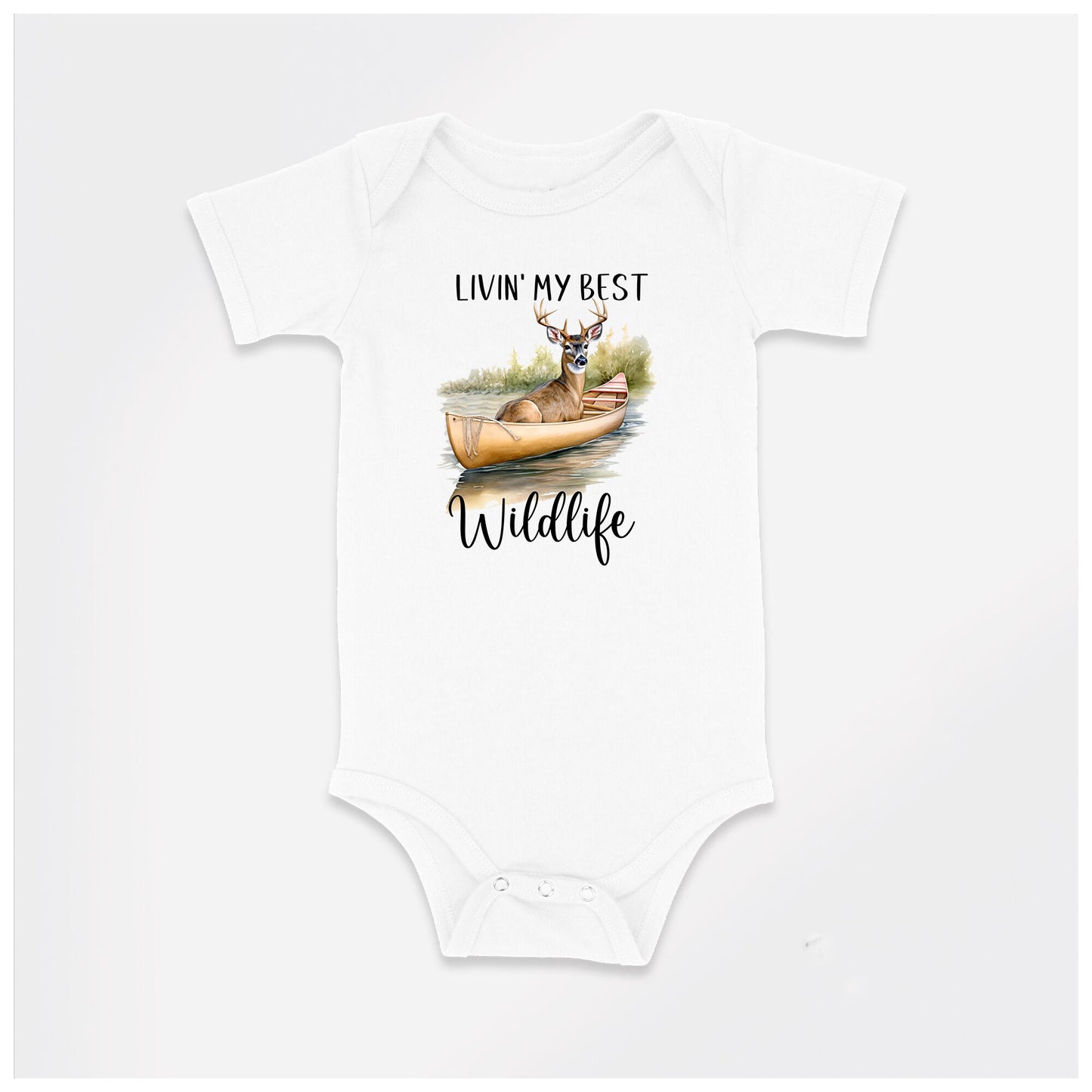 Baby Bodysuit, Deer Livin' My Best Wildlife, One Piece Baby Suit, Baby Gift, Long / Short Sleeve, 0-18 Months size