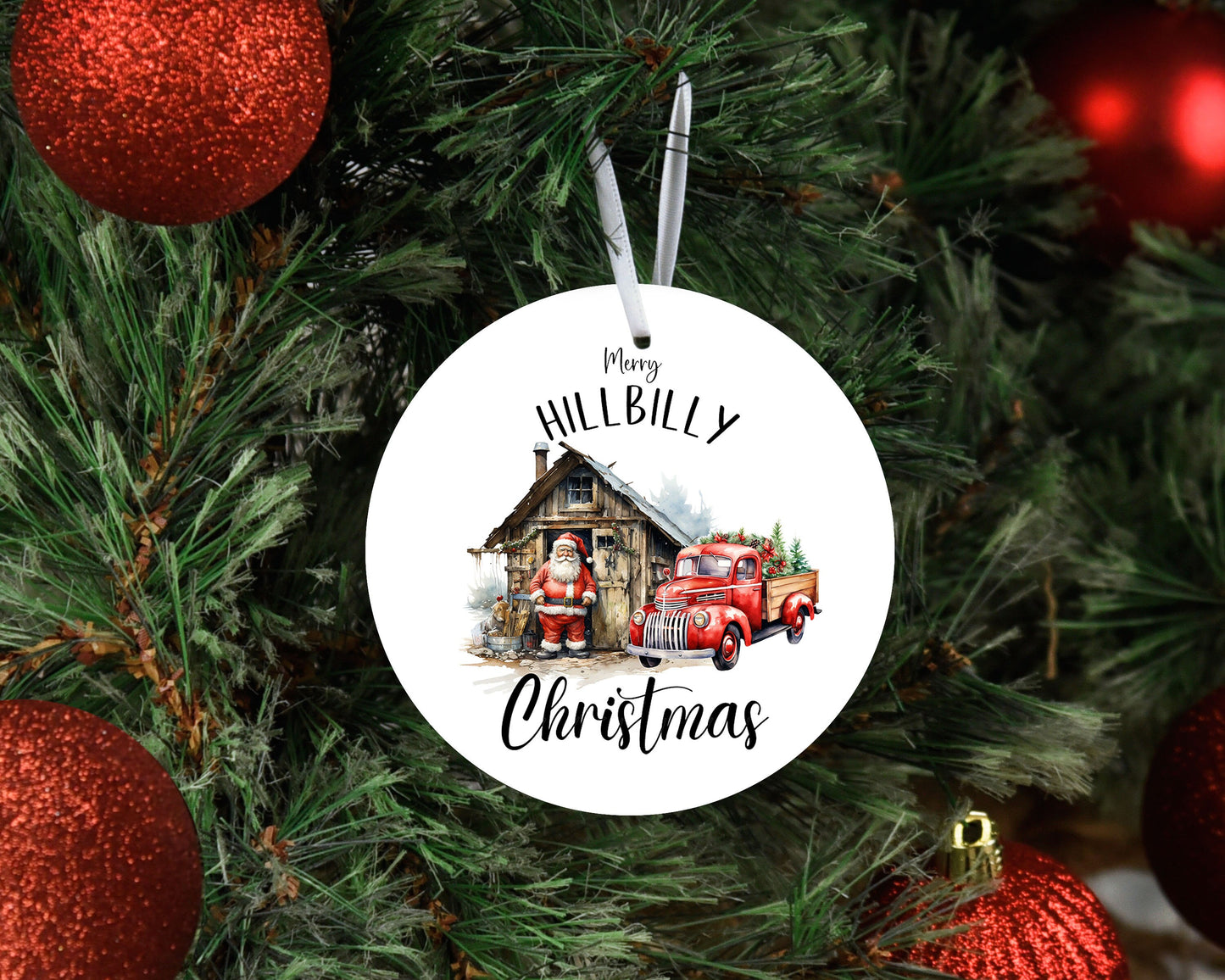 Christmas Ornament, Merry Hillbilly Christmas Ceramic Christmas Ornament, Christmas Decorations