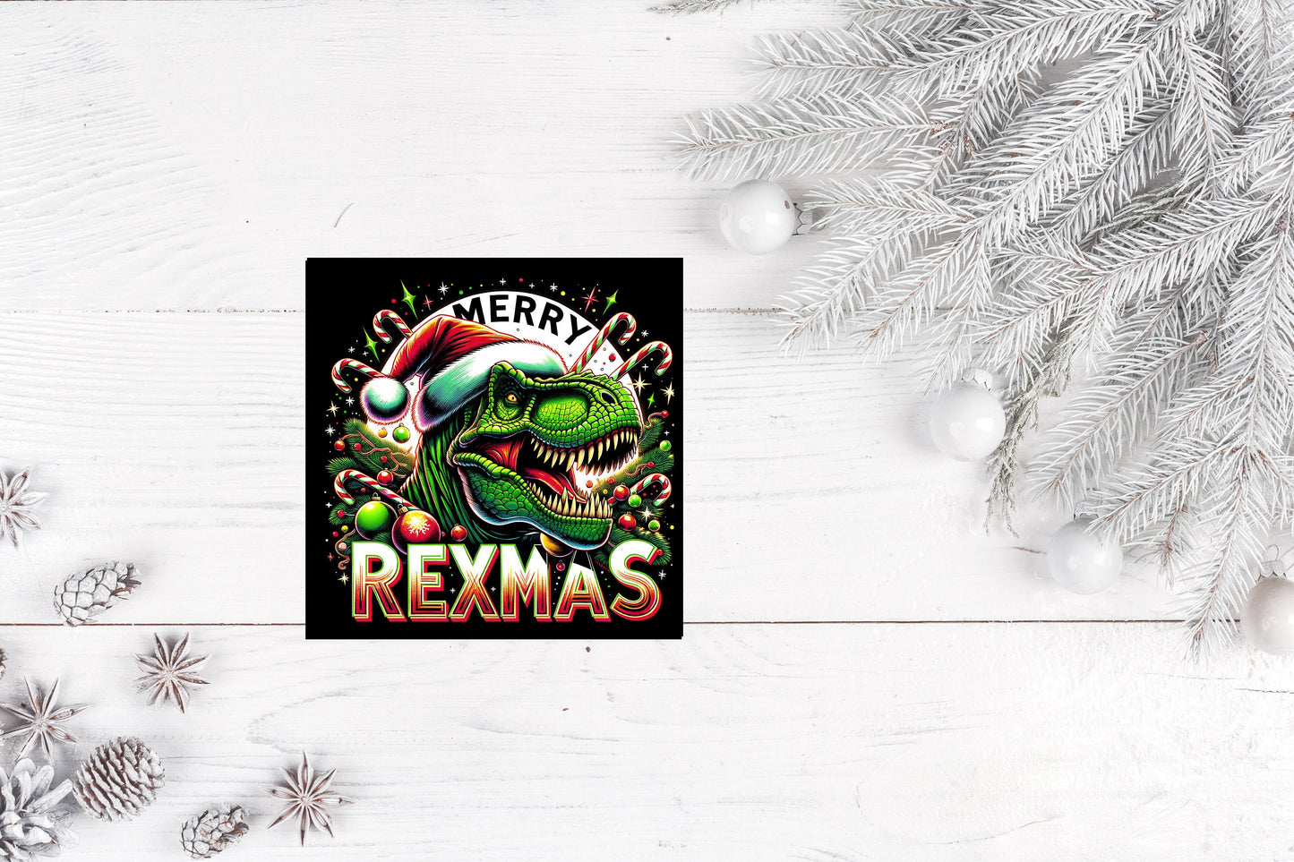 Christmas Ornament, Merry Rexmas on Black Dinosaur, Tier Tray Decor, Wreath Sign, Mini Sign, Door Hanger