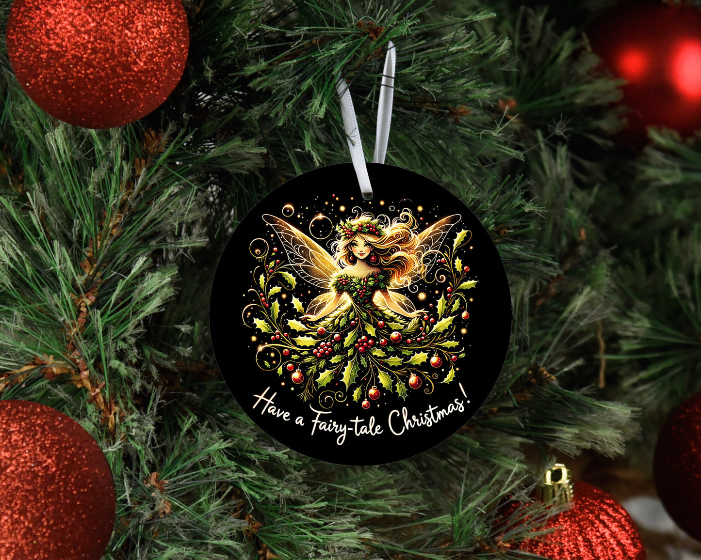 Christmas Ornament, Have a Fairytale Holly Fairy Christmas Ceramic Christmas Ornament, Christmas Decorations