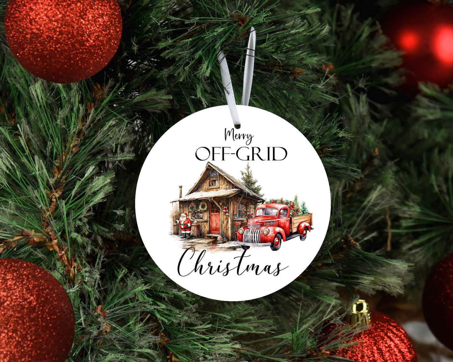 Christmas Ornament, Merry Off-Grid Christmas Ceramic Christmas Ornament, Christmas Decorations