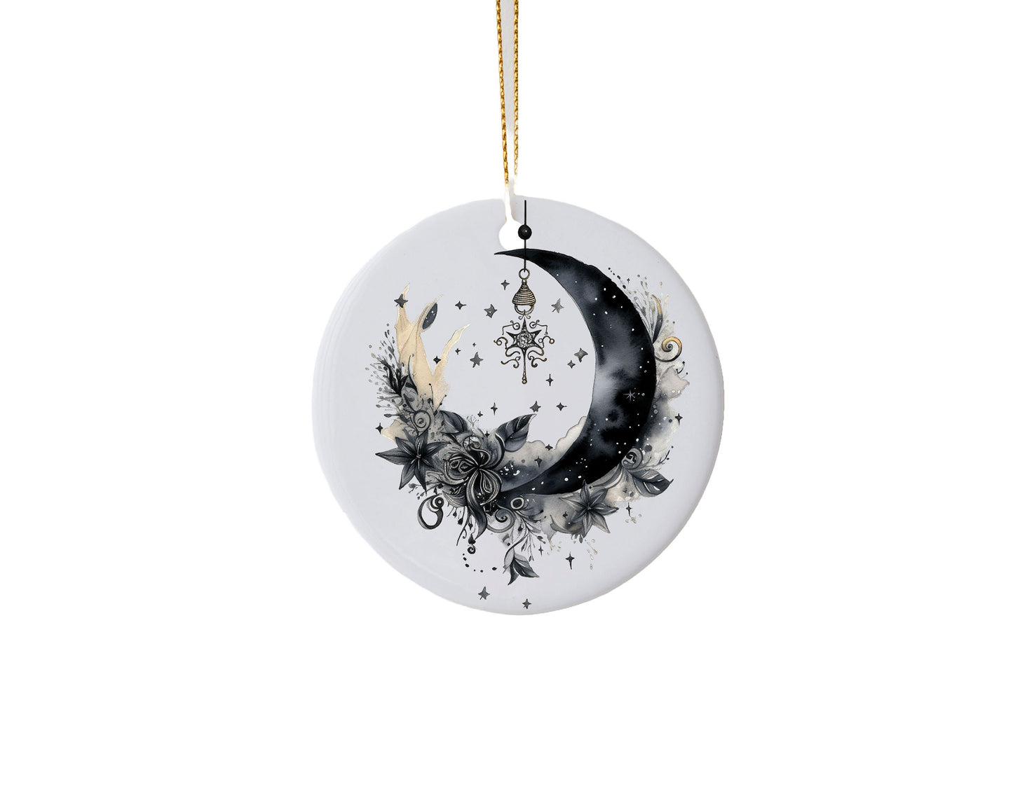 Christmas Ornament, Christmas Moon Ceramic Christmas Ornament, Christmas Decorations