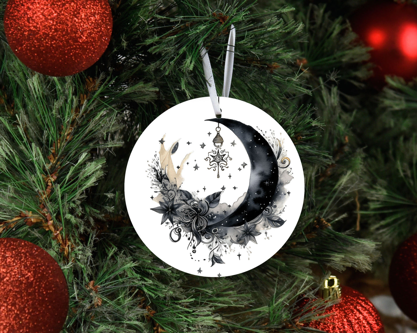 Christmas Ornament, Christmas Moon Ceramic Christmas Ornament, Christmas Decorations