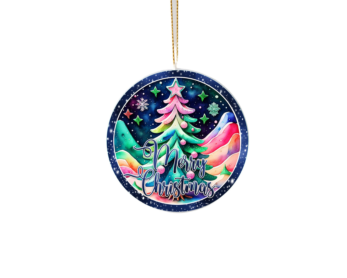 Christmas Ornament, Rainbow Merry Christmas Ceramic Christmas Ornament, Christmas Decorations