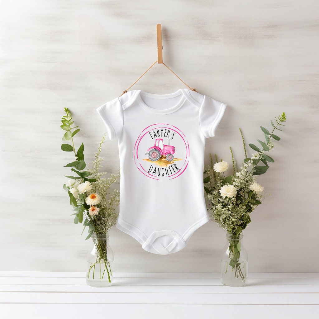 Baby Bodysuit, Farmer's Daughter One Piece Baby Suit, Baby Gift, Long / Short Sleeve, 0-18 Months size