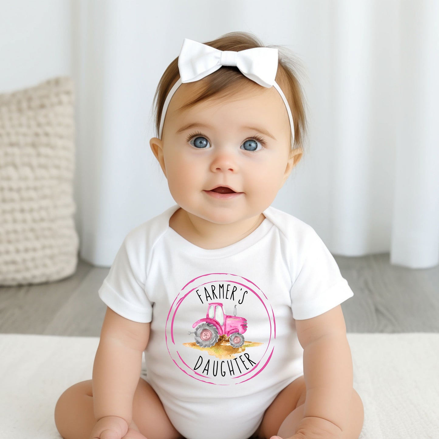 Baby Bodysuit, Farmer's Daughter One Piece Baby Suit, Baby Gift, Long / Short Sleeve, 0-18 Months size