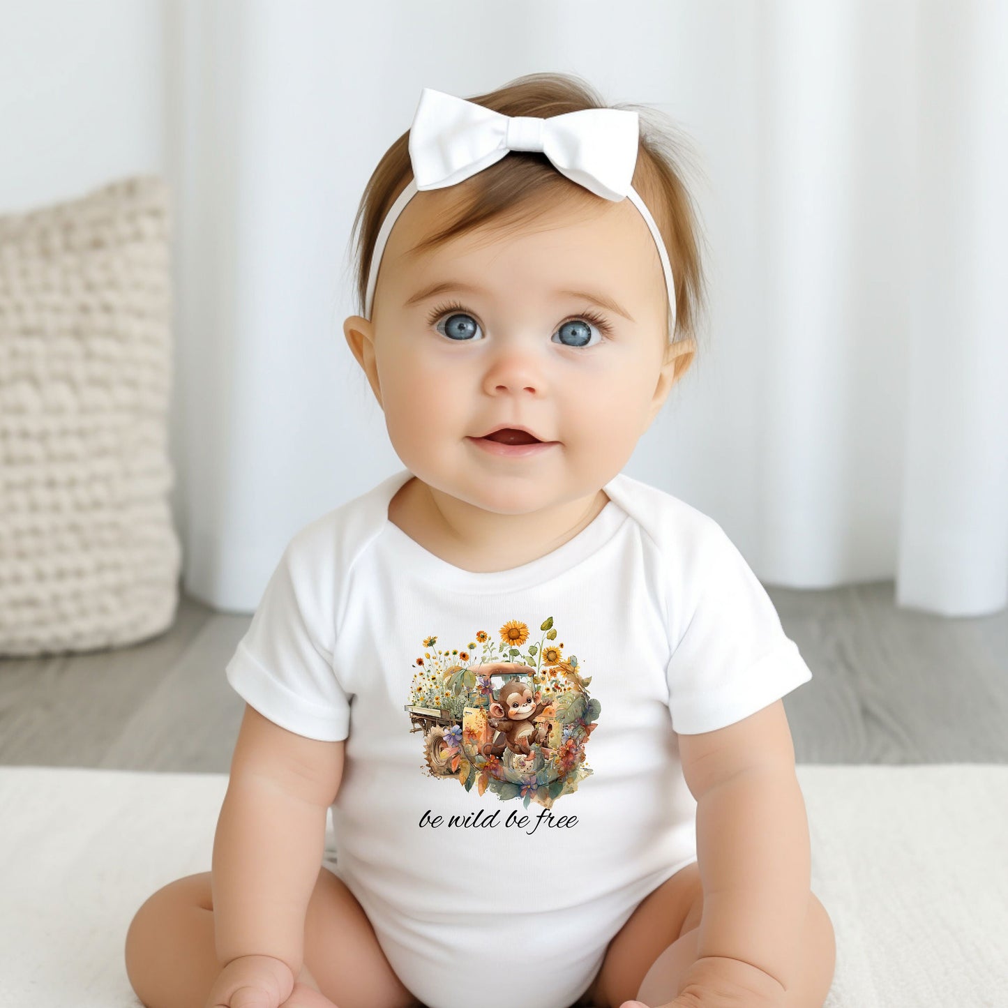 Baby Bodysuit, Be Wild Be Free Romper, One Piece Baby Suit, Baby Gift, Long / Short Sleeve, 0-18 Months size