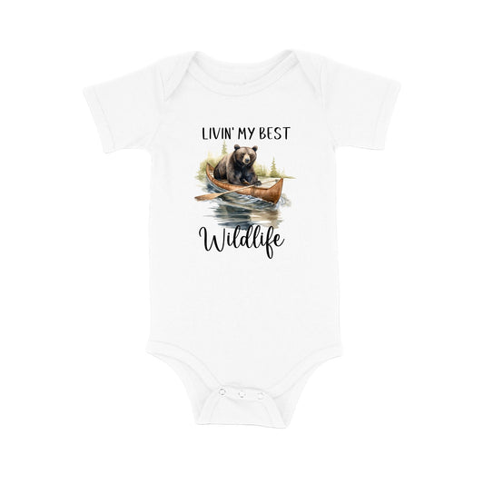 Baby Bodysuit, Bear Livin' My Best Wildlife, One Piece Baby Suit, Baby Gift, Long / Short Sleeve, 0-18 Months size