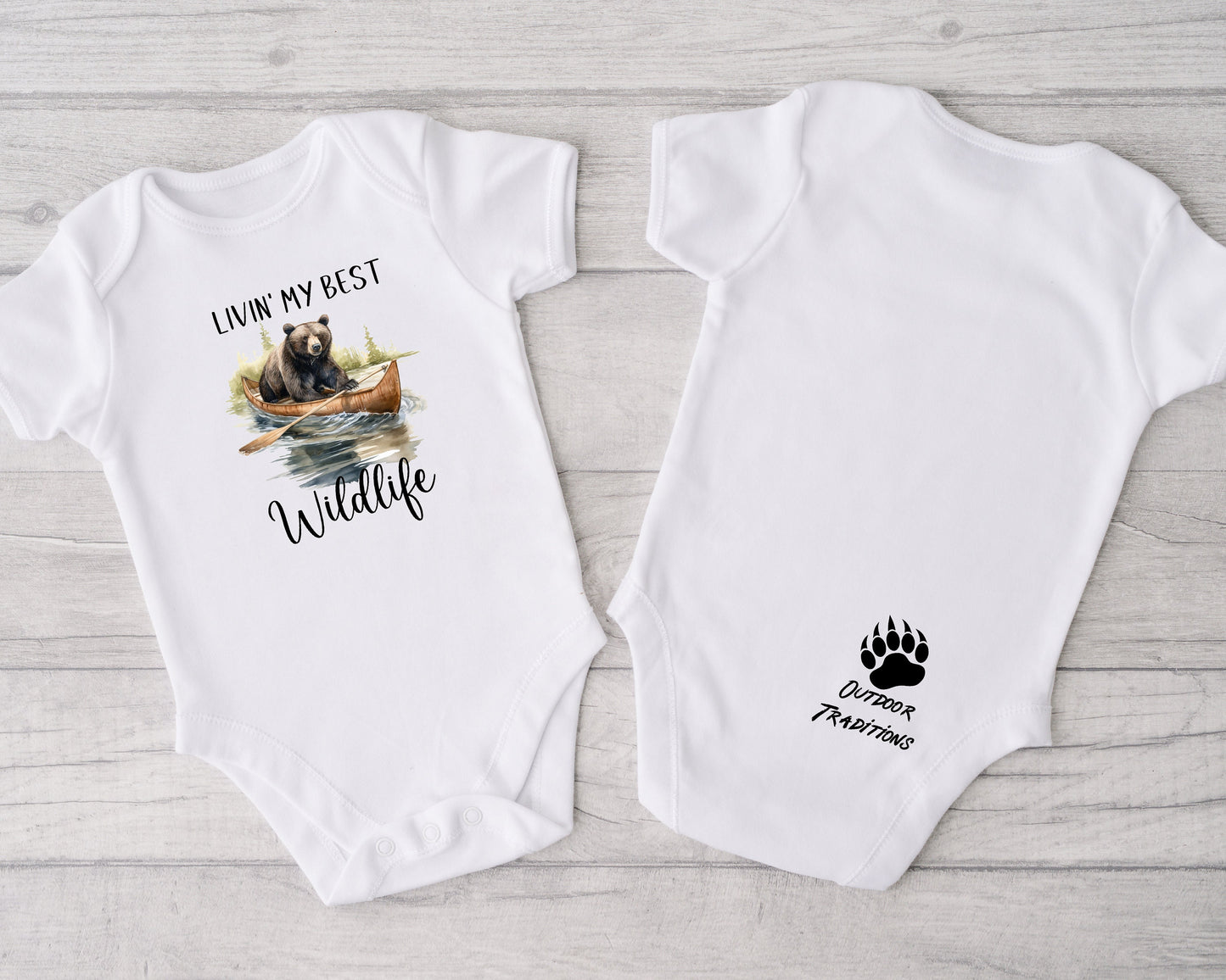 Baby Bodysuit, Bear Livin' My Best Wildlife, One Piece Baby Suit, Baby Gift, Long / Short Sleeve, 0-18 Months size