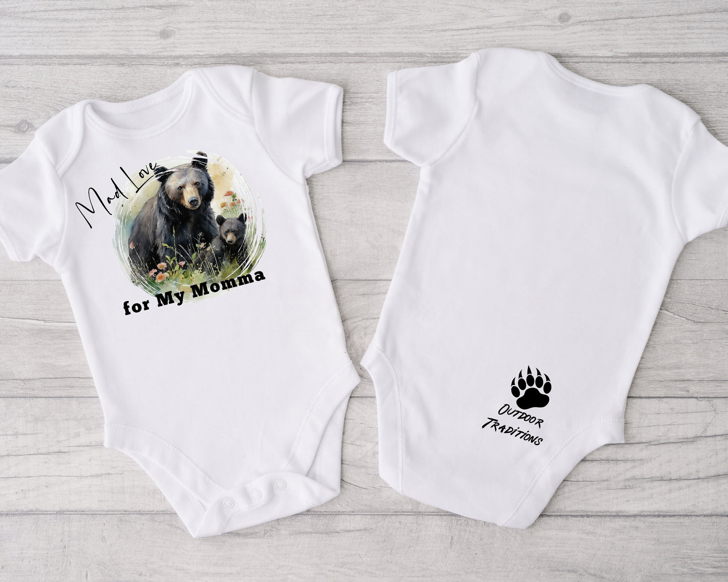 Baby Bodysuit, Mad Love for My Mama Romper, One Piece Baby Suit, Baby Gift, Long / Short Sleeve, 0-18 Months size