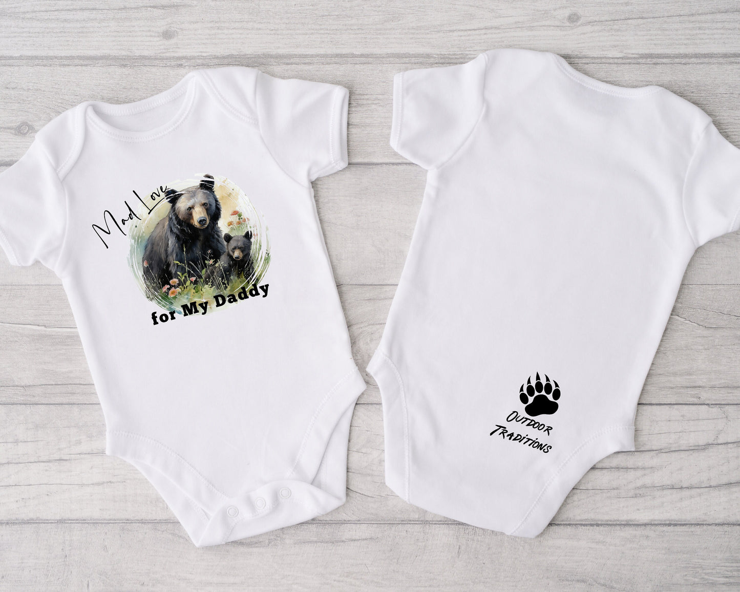 Baby Bodysuit, Mad Love for My Daddy Romper, One Piece Baby Suit, Baby Gift, Long / Short Sleeve, 0-18 Months size