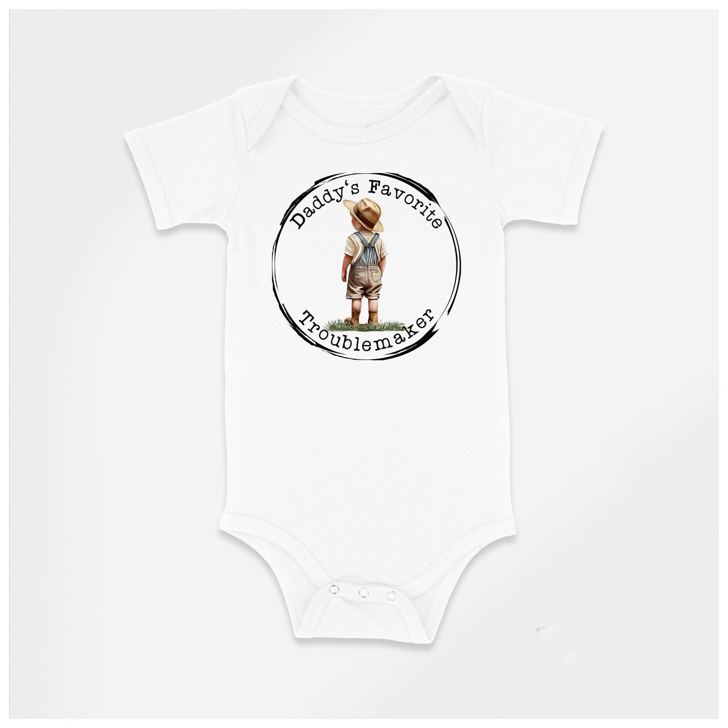 Baby Bodysuit, Daddy's Favorite Troublemaker One Piece Baby Suit, Baby Gift, Long / Short Sleeve, 0-18 Months size