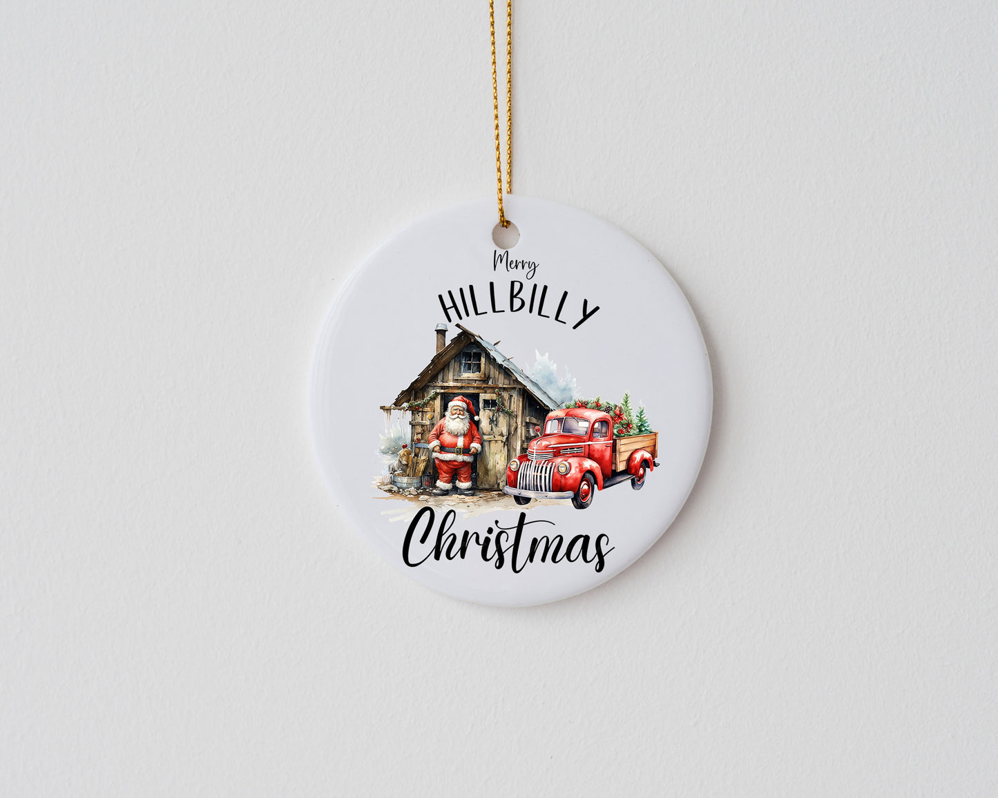 Christmas Ornament, Merry Hillbilly Christmas Ceramic Christmas Ornament, Christmas Decorations