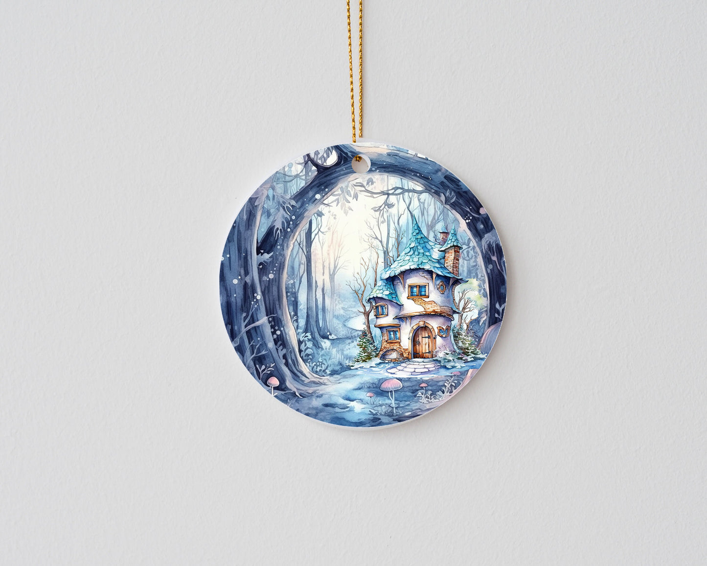 Christmas Ornament, Winter Fairy House Ceramic Christmas Ornament, Christmas Decorations