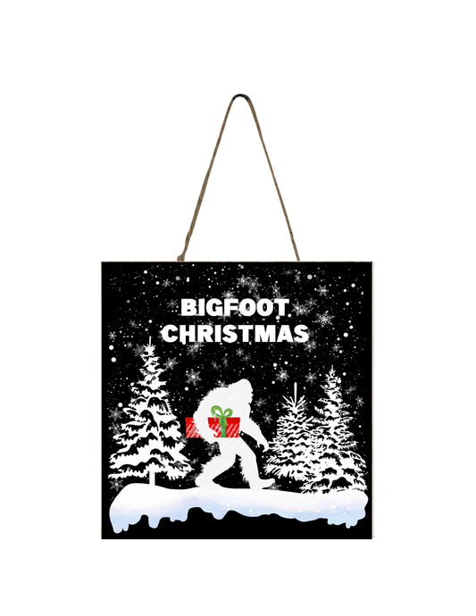 Christmas Ornament, Black and White Bigfoot Christmas, Tier Tray Decor, Wreath Sign, Mini Sign, Door Hanger