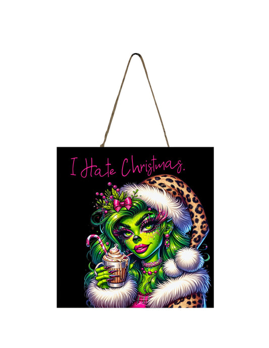 Christmas Ornament, Green Elf I Hate Christmas, Tier Tray Decor, Wreath Sign, Mini Sign, Door Hanger